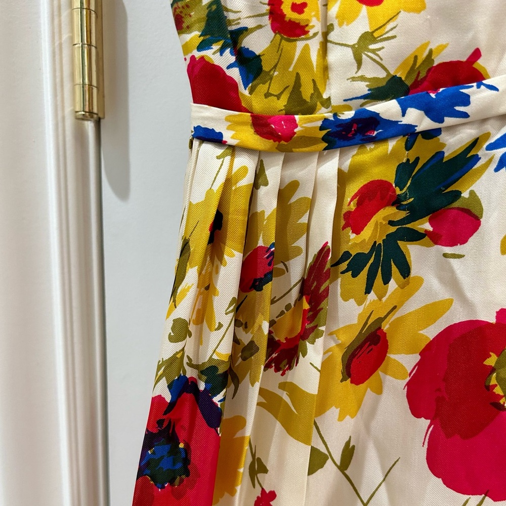 Vintage 1960s Saks Fifth Avenue Silk Floral Dress Fit & Flare Poppy Print Sz XS - Picture 4 of 16